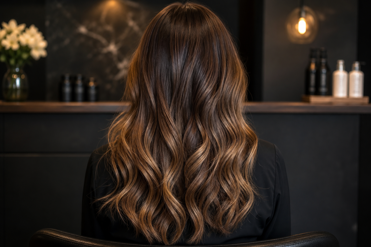 Onde morbide con balayage caramello
